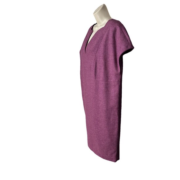 Ann Mashburn Size Medium 100% Wool Knit Sweater Purple Dress V-Neck - Picture 3 of 8